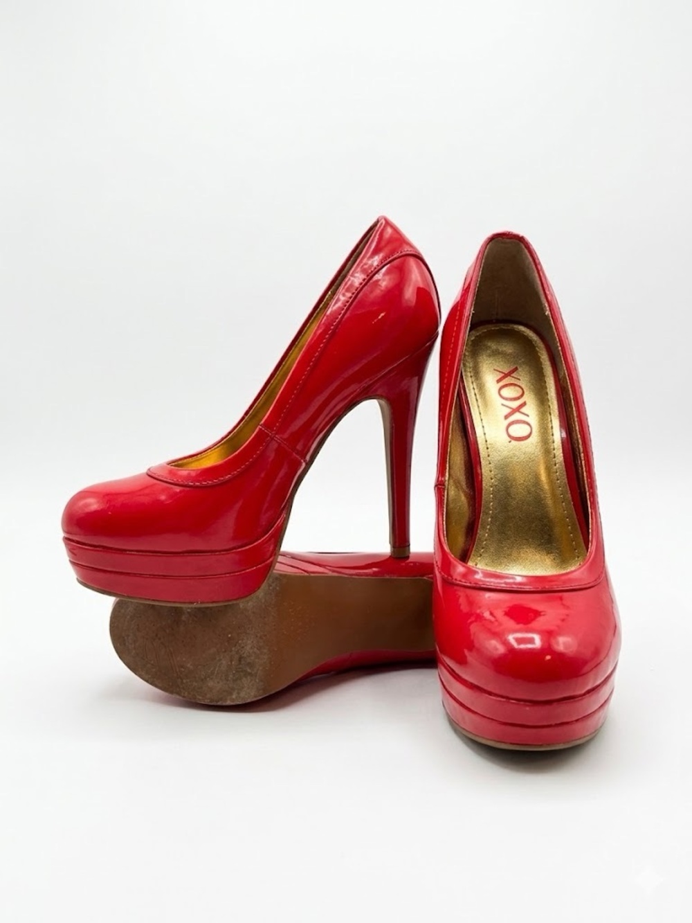 XOXO Red Patent Platform Stiletto Pumps